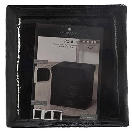 Black Velvet Folding Pouf "Lysander" 1