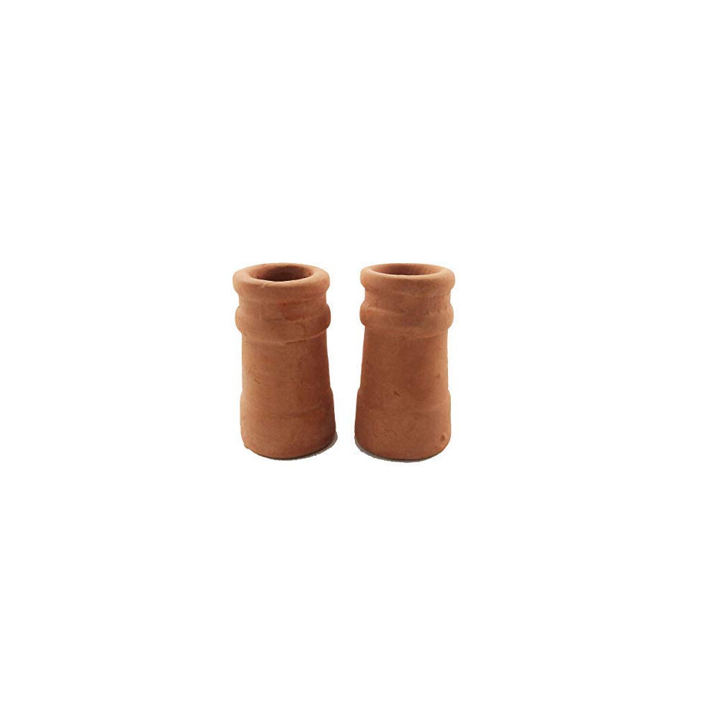 Photos - Doll Accessories Melody Jane Dolls House Round Chimney Pots Terracotta Large1:12 Scale DIY659