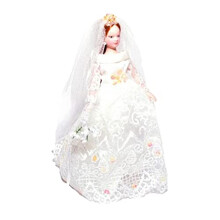 Melody Jane Dolls House Bride w Long Hair Porcelain Wedding Figure Lady Woman