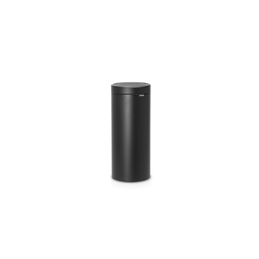Brabantia 30L Kitchen Touch Bin New (Mineral Moonlight Black) Removable Lid, Soft-Touch Open, Easy Clean Rubbish Waste Bin + Free Bin Bags