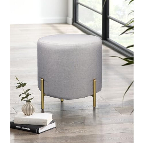 ASPECT Valentine Ottoman,Footstool, Light Grey Linen 1