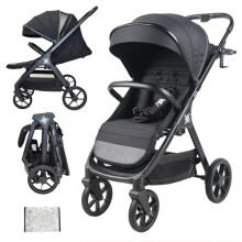 Twinly SPACELY Lightweight Folding Pushchair up to 22kg – Compact Baby Stroller with One-Hand Fold, Reclining Seat, XXL UPF50+ Canopy, Large
