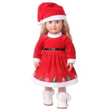 DUORUI Doll Clothes Dress Christmas Outfit Red for American Girl Doll 18 inch Snowflake Pattern