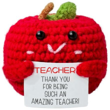 Yunvisty Teacher Appreciation Gifts for Women Mini Positive Apple Crochet with Card Appreciation Thank You Teachers Day Birthday Graduation Retirement