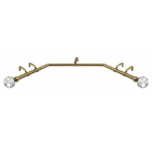 Bay Window Curtain Pole 3-Sided 28mm Eyelet Rod Rail Set with Passing Brackets & Bella End Finials (Antique Brass, 3.9m (1x 1.9m & 2x 1m Poles))