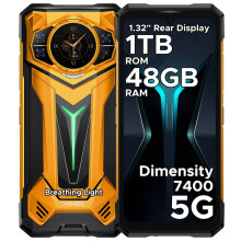(yellow) DOOGEE S200 Ultra 5G Rugged Phone, 48GB RAM+1TB ROM, 6.72" 120Hz, 11000mAh, 66W, 100MP Camera, AMOLED Rear Display, IP68, NFC