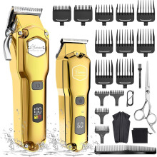 RFC-676 Kit de Tondeuse Cheveux et Tondeuse Barbe Avec Ciseaux et Cap de Coiffeur Or