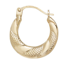 9ct Gold Ladies Creole Earrings - 15mm*14mm