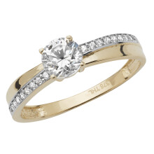 (Q) Attractive 9ct Carat Yellow Gold Ladies Solitaire Engagement Ring with Cultured Cubic Zirconia/CZ