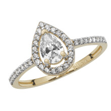 (S) Beautiful 9ct Carat Yellow Gold Ladies Solitaire Engagement Ring with Cultured Cubic Zirconia/CZ