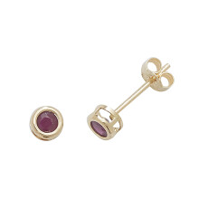 9ct Gold Ladies Stud Earrings with Ruby - 4mm*4mm