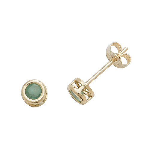 9ct Gold Ladies Stud Earrings with Emerald - 4mm*4mm
