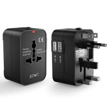 Matkasovitin - JESWO - Yleismallinen - 2 USB-porttia - Palonkestävä - 200 maata