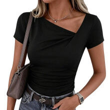 T-shirt contemporain en polyester extensible doux avec-Noir M