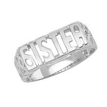 (L) Beautiful 925 Sterling Silver Ladies Sister Ring