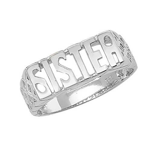 (L) Beautiful 925 Sterling Silver Ladies Sister Ring