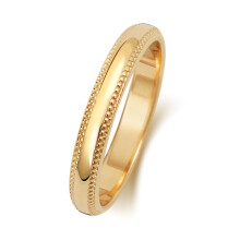 (W) Medium 9ct Gold 3mm D Shape Men/Ladies Milgrain Wedding Band/Ring