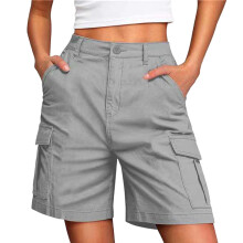 Veelzijdige cargoshort voor dames, zacht katoen,-Lichtgrijs M