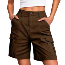 Bequeme Baumwoll-Cargo-Shorts für Damen, lockere-Brown M