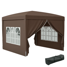 3x3(m) Pop-Up Gazebo, with Curtain Walls and Windows, Coffee