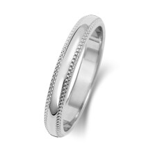 (N) Medium 18ct White Gold 3mm D Shape Men/Ladies Milgrain Wedding Band/Ring