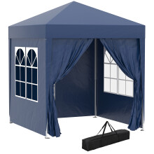 2x2m Pop Up Gazebo with Curtain Walls and Windows, Blue