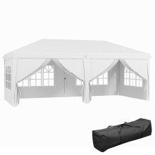3x6m Pop-Up Gazebo, with Curtain Walls and Windows, White