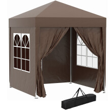 2x2m Pop Up Gazebo with Curtain Walls and Windows, Coffee