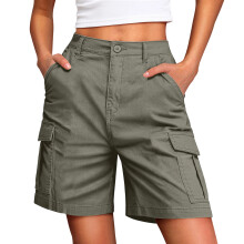 Short cargo en coton pour femme, coupe ample et-Gris foncé XL