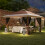 3x4m Hexagon Pop Up Gazebo with Netting, Beige 11