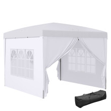 3x3(m) Pop-Up Gazebo, with Curtain Walls and Windows, White