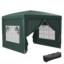3x3(m) Pop-Up Gazebo, with Curtain Walls and Windows, Green