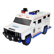 (White with bo x) Cartoon Piggy Bank Toys Smart Music Password Banknote Car Coin Bank Figure Toy Pretend Play Saving Money Box Kids Police Cars