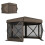3x3m Hexagon Pop Up Gazebo with Netting, Brown 1