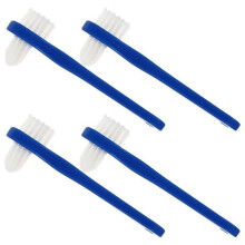 4 kannettavan sinisen kaksipäisen hammasharjan setti (sopii proteeseille) 10,9 cm