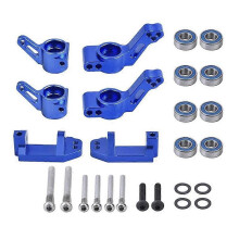 (Blue) Metal Front Caster Block Steering Blocks Rear Stub Axle Carriers Kit for 1/10 Traxxas 2WD Slash Stampede Rustler Parts