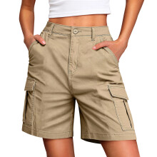Comfortable Cotton Shorts For Women Half Length Pants-Khaki M