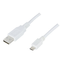Cable USB 2.0 Tipo A ha - Tipo Micro B ha, 5 pines, para carga/transferencia de datos a teléfonos móviles/PDA, 3m, Blanco