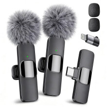 YRF Wireless Lavalier Microphone for iPhone - iPad, Android Phone, Mini Lapel Mic with Noise Reduction and Crystal Sound for Video Recording, Vloggin