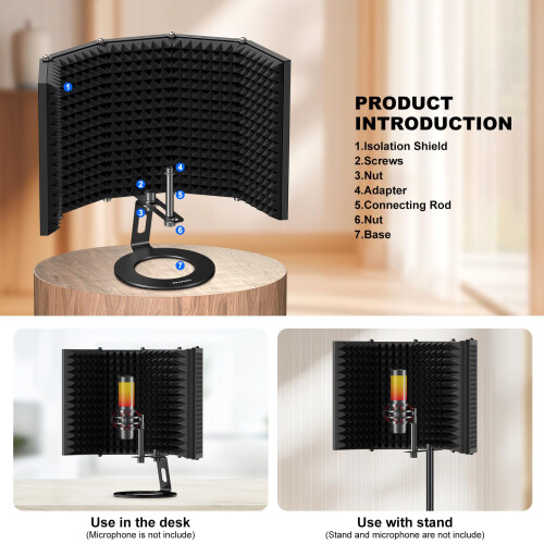 Aokeo Studio Recording Microphone Isolation Shield.High Density Absorbent is Use