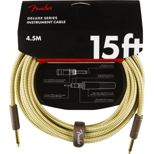 Fender Fender Deluxe Series Instrument Cable - 15 ft – STR/STR – Tweed 1