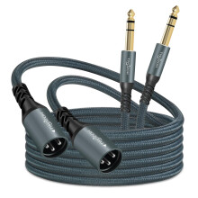 Twozoh Jack 6.35mm to XLR Male 3Pin Audio Cable 1M 2 Pack, Braided XLR Male to 1/4 TRS Stereo Guitar Cable (Professional/HiFi)
