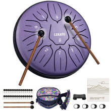 LEKATO Steel Tongue Drum (6 Inches 11 Tons D Key), Steel Alloy Mini Handpan with Carry Bag, Slit Ethereal Drum for Healing Meditation, Balmy Hank Tank