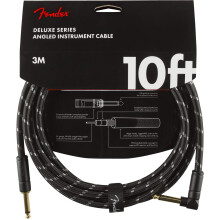Fender Deluxe Series Instrument Cable 10ft,3m, Braided Shielding and 24K Gold Pl