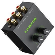 LiNKFOR Passive RCA Audio Mixer, 2 Stereo Inputs to 1 Output Audio Mixer with In