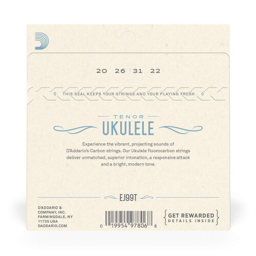 D'Addario Ukulele Strings Fluorocarbon Tenor EJ99T, 4-String Set 2