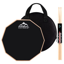EASTROCK 11 Inch Double-Sided Silent Practice Drum Pad, Portable Rubber Training