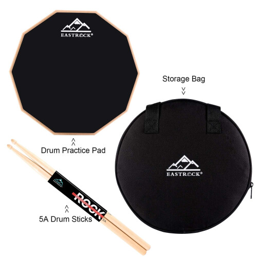 EASTROCK 11 Inch Double-Sided Silent Practice Drum Pad, Portable Rubber Training 1