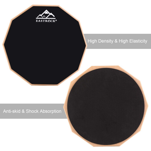 EASTROCK 11 Inch Double-Sided Silent Practice Drum Pad, Portable Rubber Training 2