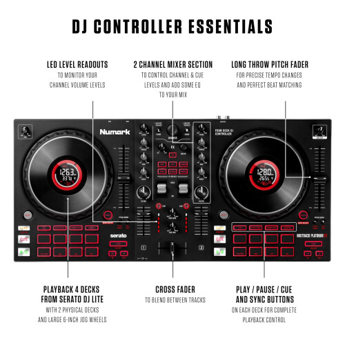 Numark Numark Mixtrack Platinum FX Serato DJ Controller with Jog Wheel Displays, 4 Deck 2